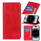 For iPhone 14 Pro Magnetic Crazy Horse Texture Horizontal Flip Leather Phone Case  (Red) - 1