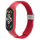 For Xiaomi Mi Band 7 Adjustable Nylon Braided Integrated Watch Band(Red) - 1