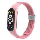 For Xiaomi Mi Band 7 Adjustable Nylon Braided Integrated Watch Band(Pink) - 1