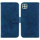 For Samsung Galaxy A22 5G Butterfly Rose Embossed Leather Phone Case(Blue) - 1