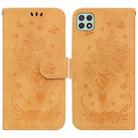 For Samsung Galaxy A22 5G Butterfly Rose Embossed Leather Phone Case(Yellow) - 1