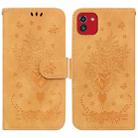 For Samsung Galaxy A03 166mm Butterfly Rose Embossed Leather Phone Case(Yellow) - 1