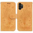 For Samsung Galaxy A13 4G Butterfly Rose Embossed Leather Phone Case(Yellow) - 1