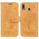 For Samsung Galaxy A20 / A30 Butterfly Rose Embossed Leather Phone Case(Yellow) - 1