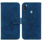 For Samsung Galaxy A11 / M11 EU Version Butterfly Rose Embossed Leather Phone Case(Blue) - 1