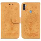 For Samsung Galaxy A11 / M11 EU Version Butterfly Rose Embossed Leather Phone Case(Yellow) - 1