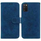 For Samsung Galaxy A02s EU Version Butterfly Rose Embossed Leather Phone Case(Blue) - 1