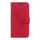 For Samsung Galaxy A02s EU Version Butterfly Rose Embossed Leather Phone Case(Red) - 2
