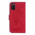 For Samsung Galaxy A02s EU Version Butterfly Rose Embossed Leather Phone Case(Red) - 3
