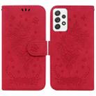 For Samsung Galaxy A52 5G / 4G Butterfly Rose Embossed Leather Phone Case(Red) - 1