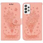 For Samsung Galaxy A52 5G / 4G Butterfly Rose Embossed Leather Phone Case(Pink) - 1