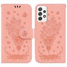 For Samsung Galaxy A72 5G / 4G Butterfly Rose Embossed Leather Phone Case(Pink) - 1
