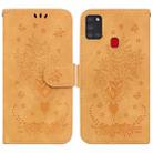 For Samsung Galaxy A21s Butterfly Rose Embossed Leather Phone Case(Yellow) - 1