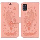 For Samsung Galaxy A31 Butterfly Rose Embossed Leather Phone Case(Pink) - 1