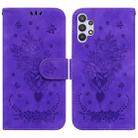 For Samsung Galaxy A32 4G Butterfly Rose Embossed Leather Phone Case(Purple) - 1