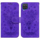 For Samsung Galaxy A42 5G Butterfly Rose Embossed Leather Phone Case(Purple) - 1