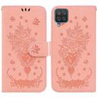 For Samsung Galaxy A42 5G Butterfly Rose Embossed Leather Phone Case(Pink) - 1