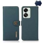 For OnePlus Nord 2T 5G KHAZNEH Custer Texture RFID Genuine Leather Phone Case(Green) - 1