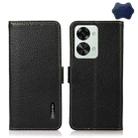 For OnePlus Nord 2T 5G KHAZNEH Litchi Texture RFID Genuine Leather Phone Case(Black) - 1
