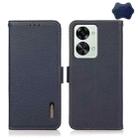 For OnePlus Nord 2T 5G KHAZNEH Litchi Texture RFID Genuine Leather Phone Case(Blue) - 1