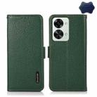 For OnePlus Nord 2T 5G KHAZNEH Litchi Texture RFID Genuine Leather Phone Case(Green) - 1