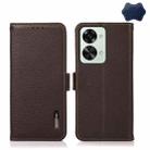 For OnePlus Nord 2T 5G KHAZNEH Litchi Texture RFID Genuine Leather Phone Case(Brown) - 1