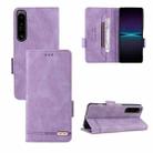 For Sony Xperia 1 IV Magnetic Clasp Flip Leather Phone Case(Purple) - 1