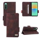 For Sony Xperia 10 IV Magnetic Clasp Flip Leather Phone Case(Brown) - 1