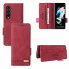 For Samsung Galaxy Z Fold3 5G Magnetic Clasp Flip Leather Phone Case(Red) - 1