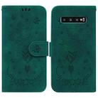 For Samsung Galaxy S10 Butterfly Rose Embossed Leather Phone Case(Green) - 1