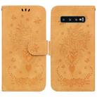 For Samsung Galaxy S10 Butterfly Rose Embossed Leather Phone Case(Yellow) - 1