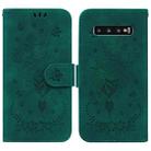 For Samsung Galaxy S10+ Butterfly Rose Embossed Leather Phone Case(Green) - 1