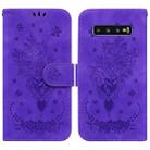 For Samsung Galaxy S10+ Butterfly Rose Embossed Leather Phone Case(Purple) - 1