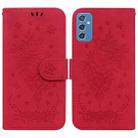 For Samsung Galaxy M52 5G Butterfly Rose Embossed Leather Phone Case(Red) - 1