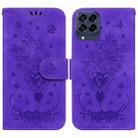 For Samsung Galaxy M53 5G Butterfly Rose Embossed Leather Phone Case(Purple) - 1