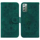 For Samsung Galaxy Note20 Butterfly Rose Embossed Leather Phone Case(Green) - 1