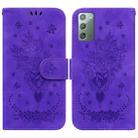 For Samsung Galaxy Note20 Butterfly Rose Embossed Leather Phone Case(Purple) - 1