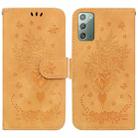 For Samsung Galaxy Note20 Butterfly Rose Embossed Leather Phone Case(Yellow) - 1