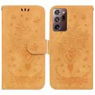 For Samsung Galaxy Note20 Ultra Butterfly Rose Embossed Leather Phone Case(Yellow) - 1