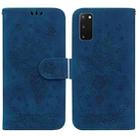 For Samsung Galaxy S20 Butterfly Rose Embossed Leather Phone Case(Blue) - 1