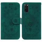 For Samsung Galaxy S20 Butterfly Rose Embossed Leather Phone Case(Green) - 1