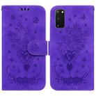 For Samsung Galaxy S20 Butterfly Rose Embossed Leather Phone Case(Purple) - 1