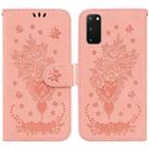For Samsung Galaxy S20 Butterfly Rose Embossed Leather Phone Case(Pink) - 1