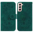 For Samsung Galaxy S21 5G Butterfly Rose Embossed Leather Phone Case(Green) - 1