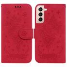 For Samsung Galaxy S21 5G Butterfly Rose Embossed Leather Phone Case(Red) - 1