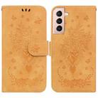 For Samsung Galaxy S21 5G Butterfly Rose Embossed Leather Phone Case(Yellow) - 1