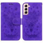 For Samsung Galaxy S21+ 5G Butterfly Rose Embossed Leather Phone Case(Purple) - 1