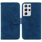 For Samsung Galaxy S21 Ultra 5G Butterfly Rose Embossed Leather Phone Case(Blue) - 1