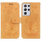 For Samsung Galaxy S21 Ultra 5G Butterfly Rose Embossed Leather Phone Case(Yellow) - 1