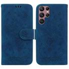 For Samsung Galaxy S22 Ultra 5G Butterfly Rose Embossed Leather Phone Case(Blue) - 1